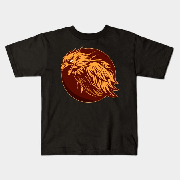 Flame eagle Kids T-Shirt by Frispa